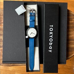 TOKYObay Classic Blue Watch with White Dial